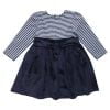 Blue & White Strip Velvet Skirt Dress for Baby Girl