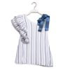 Blue & White Striped Dress For Girls